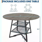 Tavolo da pranzo rotondo per 4 persone, tavolo da cucina da 42 pollici con ripiano portaoggetti, design rustico in legno e metallo, tavolo da pranzo per famiglia per 4-6 persone