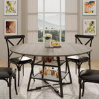 Tavolo da pranzo rotondo per 4 persone, tavolo da cucina da 42 pollici con ripiano portaoggetti, design rustico in legno e metallo, tavolo da pranzo per famiglia per 4-6 persone