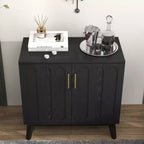 Madia a 2 ante con gambe in legno massello e maniglie dorate, stile Mid-Century Modern, 81 cm