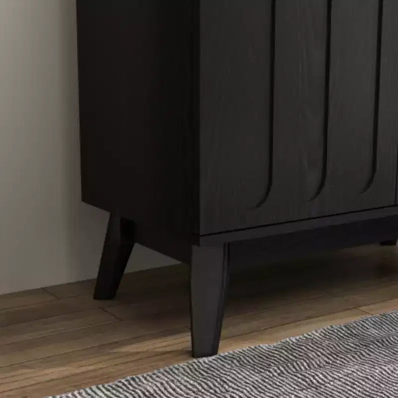 Madia a 2 ante con gambe in legno massello e maniglie dorate, stile Mid-Century Modern, 81 cm