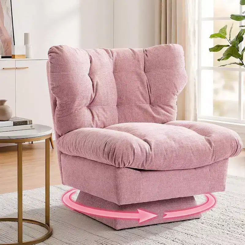 Poltrona girevole a 360° - Poltrona moderna da lettura con cuscino spesso e accogliente tessuto ciniglia | Poltrona imbottita per soggiorno, camera da letto