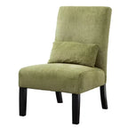 Poltroncina moderna senza braccioli in ciniglia con cuscino e gambe in legno massello – Sedia laterale a seduta profonda