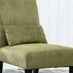 Poltroncina moderna senza braccioli in ciniglia con cuscino e gambe in legno massello – Sedia laterale a seduta profonda