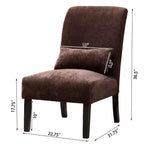 Poltroncina moderna senza braccioli in ciniglia con cuscino e gambe in legno massello – Sedia laterale a seduta profonda