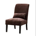 Poltroncina moderna senza braccioli in ciniglia con cuscino e gambe in legno massello – Sedia laterale a seduta profonda