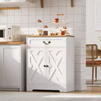 Credenza rustica - Mobile dispensa per cucina con 2 ante, cassetto e ripiano regolabile, credenza bianca per cucina, soggiorno