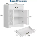 Credenza rustica - Mobile dispensa per cucina con 2 ante, cassetto e ripiano regolabile, credenza bianca per cucina, soggiorno