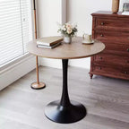 Fun little toys brand 31.5 Walnut color Round Dining Table, Tulip Table Kitchen Dining Table 2-4 People with MDF Table Top & Pedestal Base