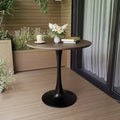 Tavolo da pranzo rotondo Tulip da 80 cm per 2-4 persone – Piano in MDF e base a piedistallo, color noce