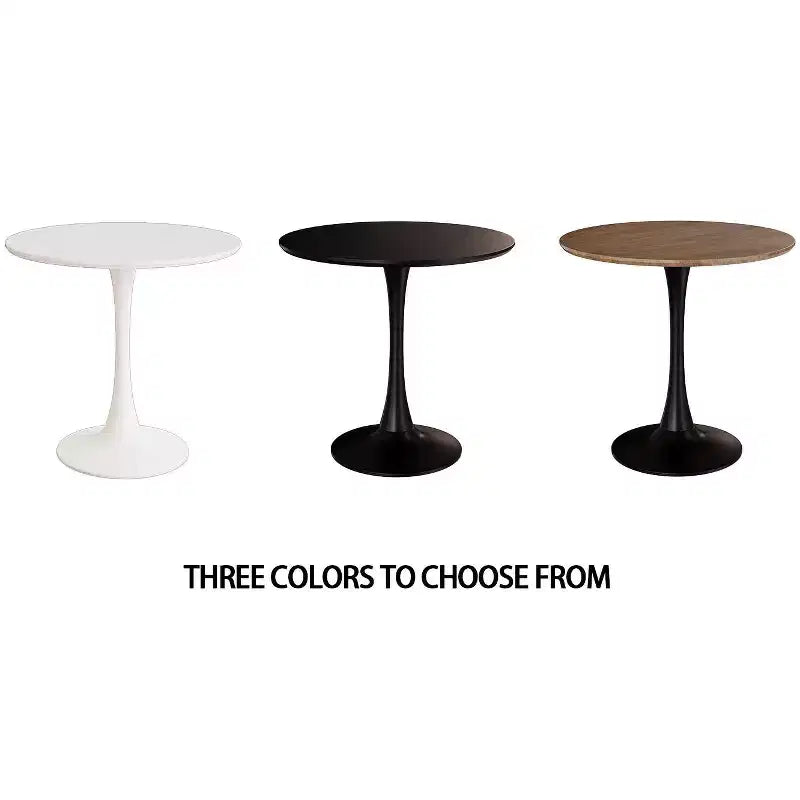 Tavolo da pranzo rotondo Tulip da 80 cm per 2-4 persone – Piano in MDF e base a piedistallo, color noce