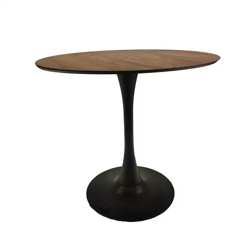 Tavolo da pranzo rotondo Tulip da 80 cm per 2-4 persone – Piano in MDF e base a piedistallo, color noce