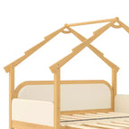 Letto a capanna in legno singolo con sponde imbottite per bambini, ragazzi e ragazze – Bianco