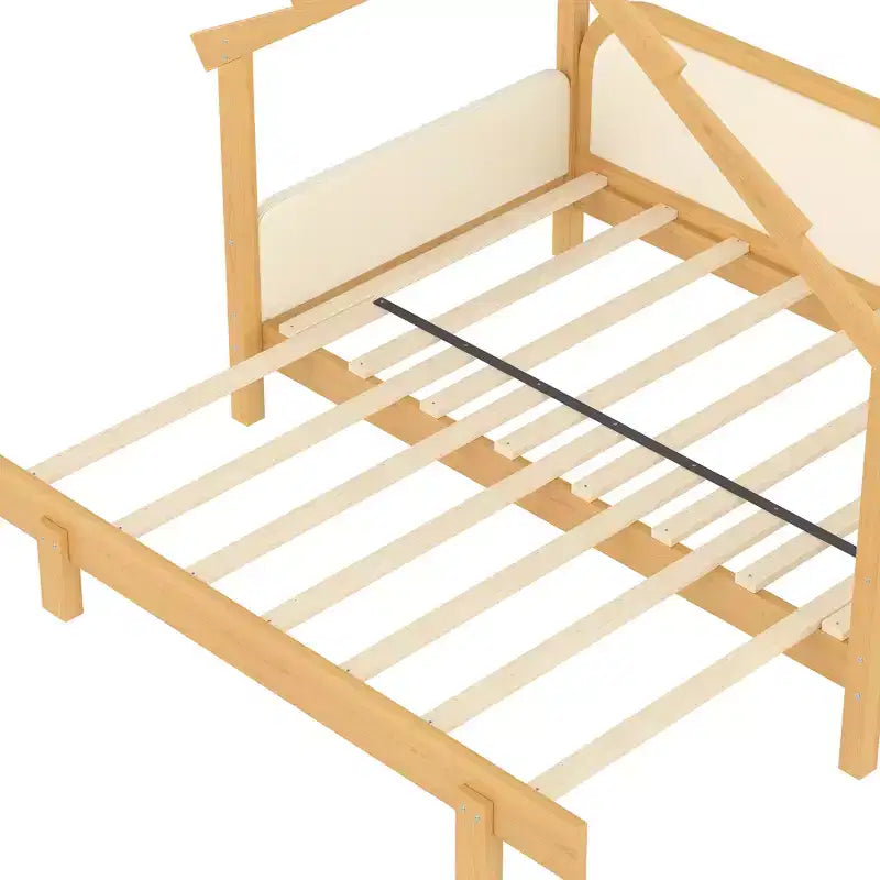 Letto a capanna in legno singolo con sponde imbottite per bambini, ragazzi e ragazze – Bianco