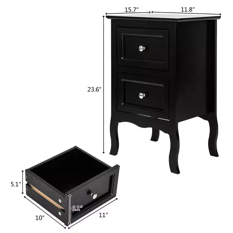 Comodino a 2 ripiani largo 39,40 cm – Comodino compatto con ripiano aperto, struttura in MDF