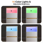 Comodino da 39,8 cm Bianco Lucido e Rovere con 2 Cassetti, Striscia RGB e Presa USB+AC
