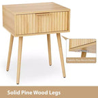 Comodino da 48 cm con 1 cassetto e gambe alte, effetto rovere – truciolato, beige