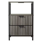 Comodino largo 38 cm con 2 cassetti, 1 ripiano e presa di corrente USA – 6 opzioni di colore