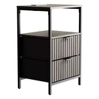 Comodino largo 38 cm con 2 cassetti, 1 ripiano e presa di corrente USA – 6 opzioni di colore