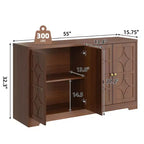 Credenza a buffet da 55", mobile a 4 ante in legno con ripiani regolabili, mobiletto da bar in stile rustico per cucina, soggiorno, ingresso