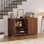 Credenza a buffet da 55", mobile a 4 ante in legno con ripiani regolabili, mobiletto da bar in stile rustico per cucina, soggiorno, ingresso