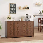 Credenza a buffet da 55", mobile a 4 ante in legno con ripiani regolabili, mobiletto da bar in stile rustico per cucina, soggiorno, ingresso