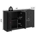 Credenza a buffet da 55", mobile a 4 ante in legno con ripiani regolabili, mobiletto da bar in stile rustico per cucina, soggiorno, ingresso