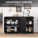 Credenza a buffet da 55", mobile a 4 ante in legno con ripiani regolabili, mobiletto da bar in stile rustico per cucina, soggiorno, ingresso