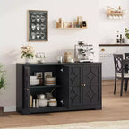 Credenza a buffet da 55", mobile a 4 ante in legno con ripiani regolabili, mobiletto da bar in stile rustico per cucina, soggiorno, ingresso