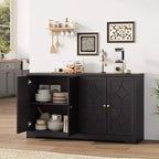 Credenza a buffet da 55", mobile a 4 ante in legno con ripiani regolabili, mobiletto da bar in stile rustico per cucina, soggiorno, ingresso