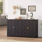 Credenza a buffet da 55", mobile a 4 ante in legno con ripiani regolabili, mobiletto da bar in stile rustico per cucina, soggiorno, ingresso