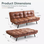Divano Letto Futon Convertibile con Memory Foam a 3 Strati, Schienale e Braccioli Regolabili – Lino