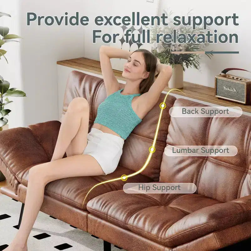 Divano Letto Futon Convertibile con Memory Foam a 3 Strati, Schienale e Braccioli Regolabili – Lino