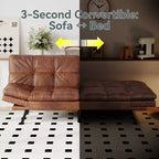 Divano Letto Futon Convertibile con Memory Foam a 3 Strati, Schienale e Braccioli Regolabili – Lino