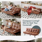 Divano Letto Futon Convertibile con Memory Foam a 3 Strati, Schienale e Braccioli Regolabili – Lino