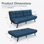 Divano Letto Futon Convertibile con Memory Foam a 3 Strati, Schienale e Braccioli Regolabili – Lino