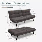 Divano Letto Futon Convertibile con Memory Foam a 3 Strati, Schienale e Braccioli Regolabili – Lino