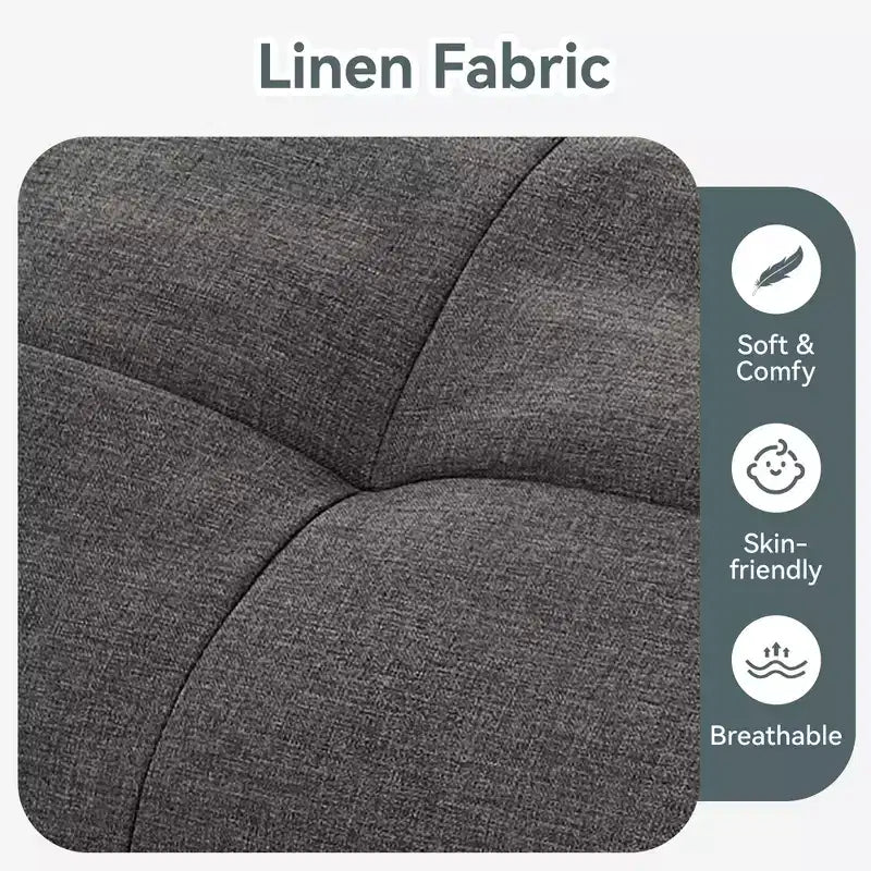 Divano Letto Futon Convertibile con Memory Foam a 3 Strati, Schienale e Braccioli Regolabili – Lino