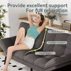 Divano Letto Futon Convertibile con Memory Foam a 3 Strati, Schienale e Braccioli Regolabili – Lino