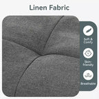 Divano Letto Futon Convertibile con Memory Foam a 3 Strati, Schienale e Braccioli Regolabili – Lino