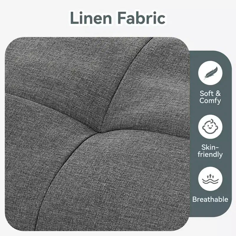 Divano Letto Futon Convertibile con Memory Foam a 3 Strati, Schienale e Braccioli Regolabili – Lino
