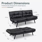 Divano Letto Futon Convertibile con Memory Foam a 3 Strati, Schienale e Braccioli Regolabili – Lino
