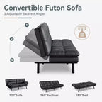 Divano Letto Futon Convertibile con Memory Foam a 3 Strati, Schienale e Braccioli Regolabili – Lino