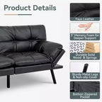 Divano Letto Futon Convertibile con Memory Foam a 3 Strati, Schienale e Braccioli Regolabili – Lino