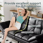 Divano Letto Futon Convertibile con Memory Foam a 3 Strati, Schienale e Braccioli Regolabili – Lino