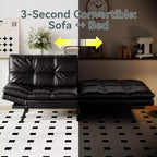Divano Letto Futon Convertibile con Memory Foam a 3 Strati, Schienale e Braccioli Regolabili – Lino
