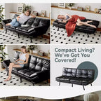 Divano Letto Futon Convertibile con Memory Foam a 3 Strati, Schienale e Braccioli Regolabili – Lino
