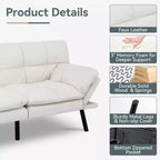 Divano Letto Futon Convertibile con Memory Foam a 3 Strati, Schienale e Braccioli Regolabili – Lino