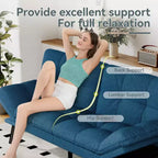 Divano Letto Futon Convertibile con Memory Foam a 3 Strati, Schienale e Braccioli Regolabili – Lino