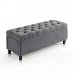 Panca Contenitore Extra Large 51", Capacità 300 kg, Cassapanca da Fondo Letto con Rivestimento Trapuntato e Cerniera di Sicurezza per Camera da Letto, Ingresso e Soggiorno