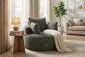 FurnitureR Round Lounge Chair, Corduroy Upholstered Accent Chair with Deep Seat, Modern Comfy Single Sofa for Living Room Bedroom Apartment